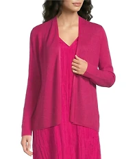 Eileen Fisher Organic Linen Cotton Blend High Collar Long Sleeve Cardigan