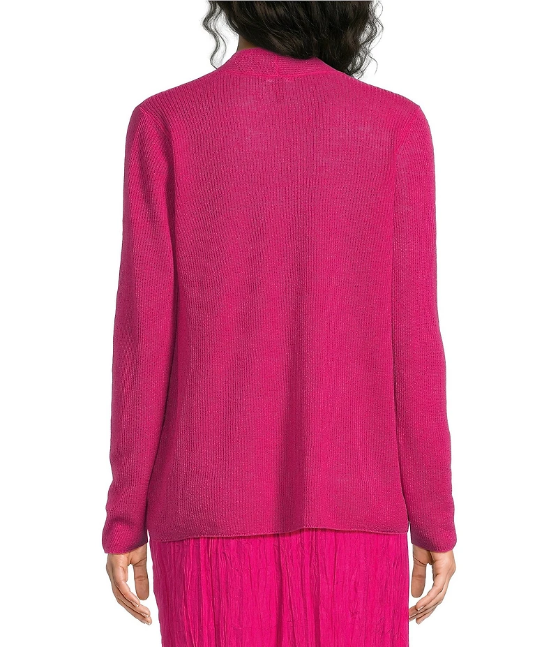 Eileen Fisher Organic Linen Cotton Blend High Collar Long Sleeve Cardigan