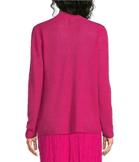 Eileen Fisher Organic Linen Cotton Blend High Collar Long Sleeve Cardigan