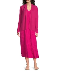 Eileen Fisher Organic Linen Cotton Blend High Collar Long Sleeve Cardigan