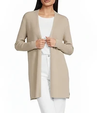 Eileen Fisher Organic Linen Cotton Blend Open Front Long Sleeve Cardigan