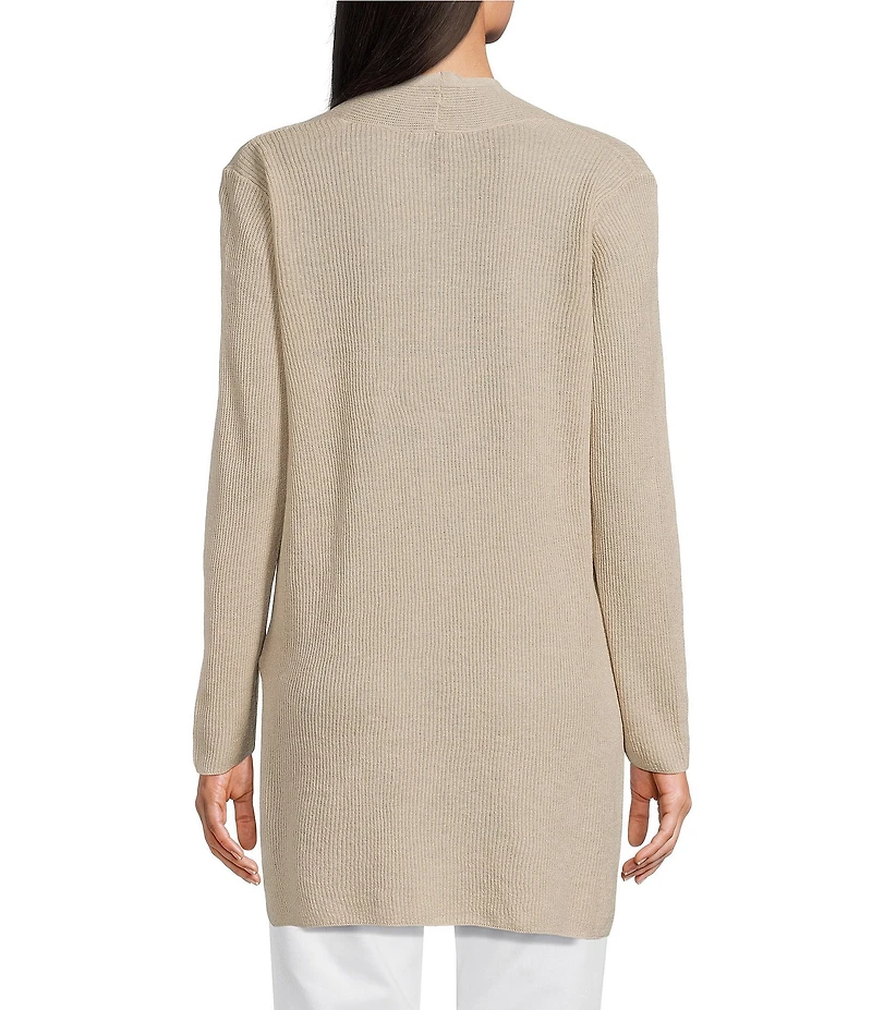 Eileen Fisher Organic Linen Cotton Blend Open Front Long Sleeve Cardigan