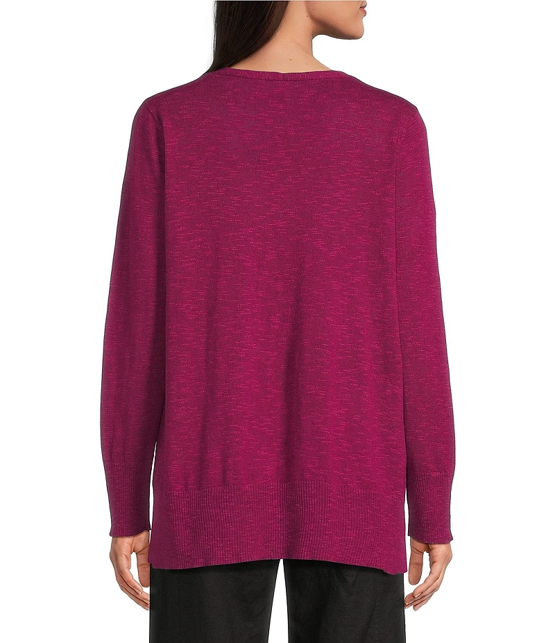 Eileen Fisher Organic Linen Cotton Blend V-Neck Long Sleeve Sweater