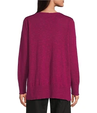 Eileen Fisher Organic Linen Cotton Blend V-Neck Long Sleeve Sweater