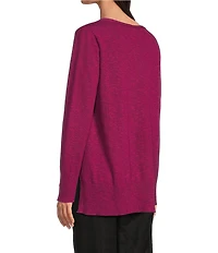 Eileen Fisher Organic Linen Cotton Blend V-Neck Long Sleeve Sweater