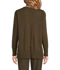 Eileen Fisher Organic Linen Cotton Blend V-Neck Long Sleeve Sweater