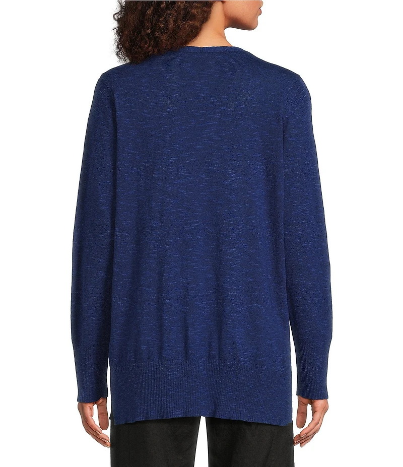 Eileen Fisher Organic Linen Cotton Blend V-Neck Long Sleeve Sweater