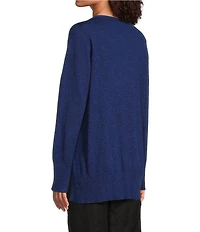 Eileen Fisher Organic Linen Cotton Blend V-Neck Long Sleeve Sweater