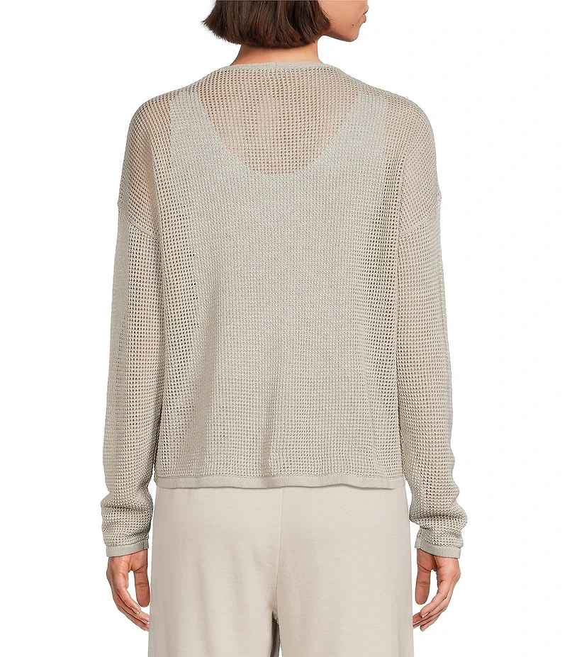 Eileen Fisher Organic Linen Cotton V-Neck Long Sleeve Boxy Sweater
