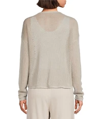 Eileen Fisher Organic Linen Cotton V-Neck Long Sleeve Boxy Sweater