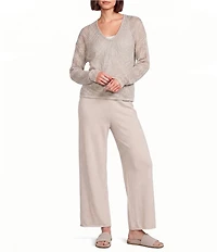 Eileen Fisher Organic Linen Cotton V-Neck Long Sleeve Boxy Sweater