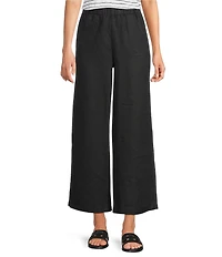 Eileen Fisher Organic Linen Elastic Waist Wide Leg Ankle Pants
