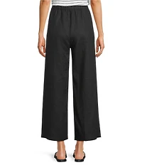 Eileen Fisher Organic Linen Elastic Waist Wide Leg Ankle Pants