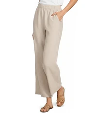 Eileen Fisher Organic Linen Elastic Waist Wide Leg Ankle Pants