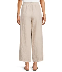 Eileen Fisher Organic Linen Elastic Waist Wide Leg Ankle Pants