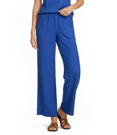 Eileen Fisher Organic Linen Elastic Waist Wide Leg Ankle Pants