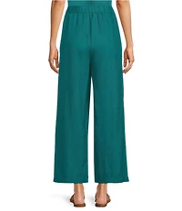 Eileen Fisher Organic Linen Elastic Waist Wide Leg Ankle Pants