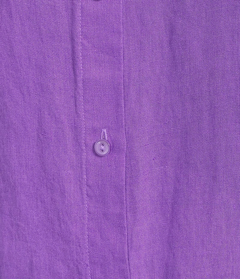 Eileen Fisher Organic Linen Handkerchief Classic Collar Button Front Long Sleeve Shirt