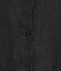 Eileen Fisher Organic Linen Handkerchief Classic Collar Button Front Long Sleeve Shirt