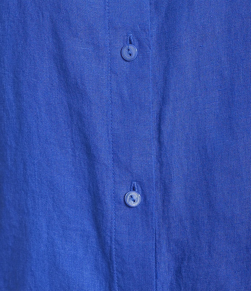 Eileen Fisher Organic Linen Handkerchief Classic Collar Button Front Long Sleeve Shirt