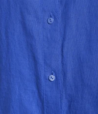 Eileen Fisher Organic Linen Handkerchief Classic Collar Button Front Long Sleeve Shirt