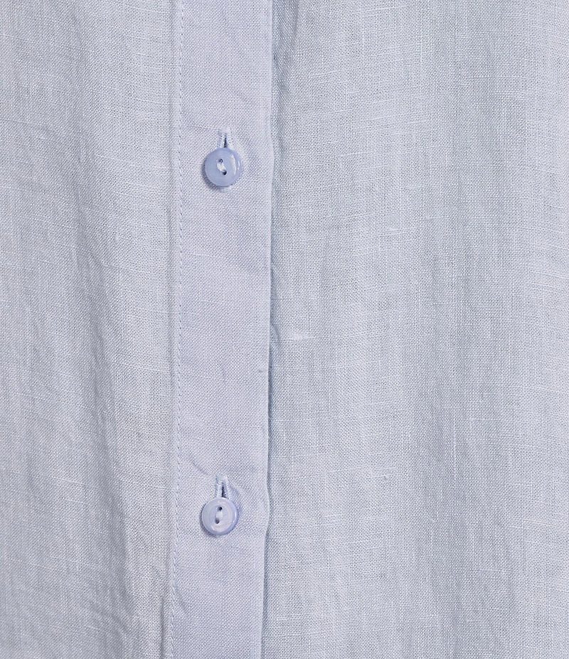 Eileen Fisher Organic Linen Handkerchief Classic Collar Button Front Long Sleeve Shirt