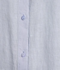 Eileen Fisher Organic Linen Handkerchief Classic Collar Button Front Long Sleeve Shirt