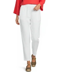 Eileen Fisher Organic Linen High Waisted Tapered Ankle Pants