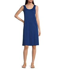 Eileen Fisher Organic Linen Jersey Scoop Neck Sleeveless Dress