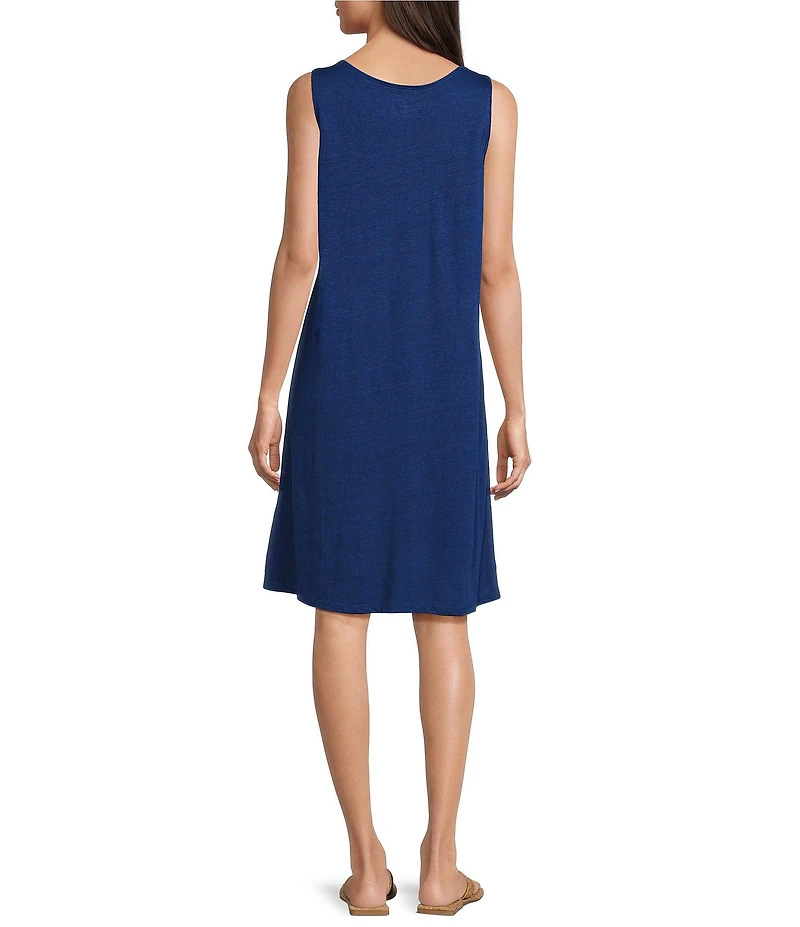 Eileen Fisher Organic Linen Jersey Scoop Neck Sleeveless Dress