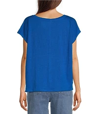 Eileen Fisher Organic Linen Jersey V-Neck Cap Sleeve Top
