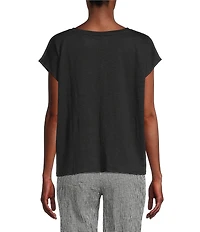 Eileen Fisher Organic Linen Jersey V-Neck Cap Sleeve Top