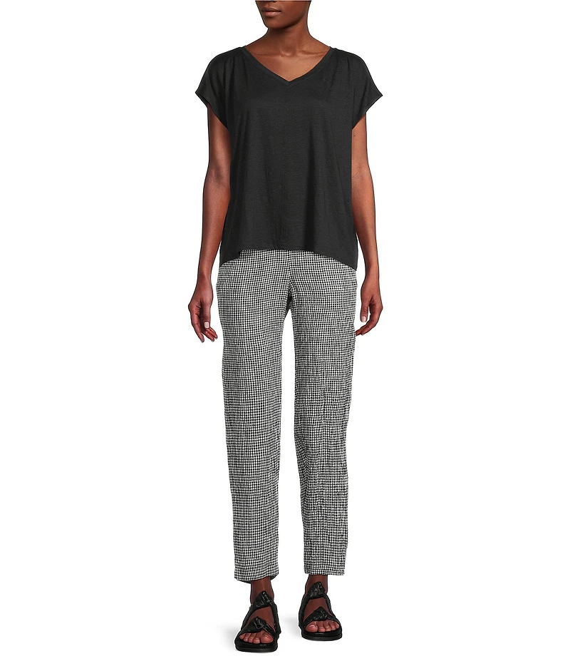 Eileen Fisher Organic Linen Jersey V-Neck Cap Sleeve Top