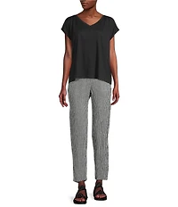 Eileen Fisher Organic Linen Jersey V-Neck Cap Sleeve Top