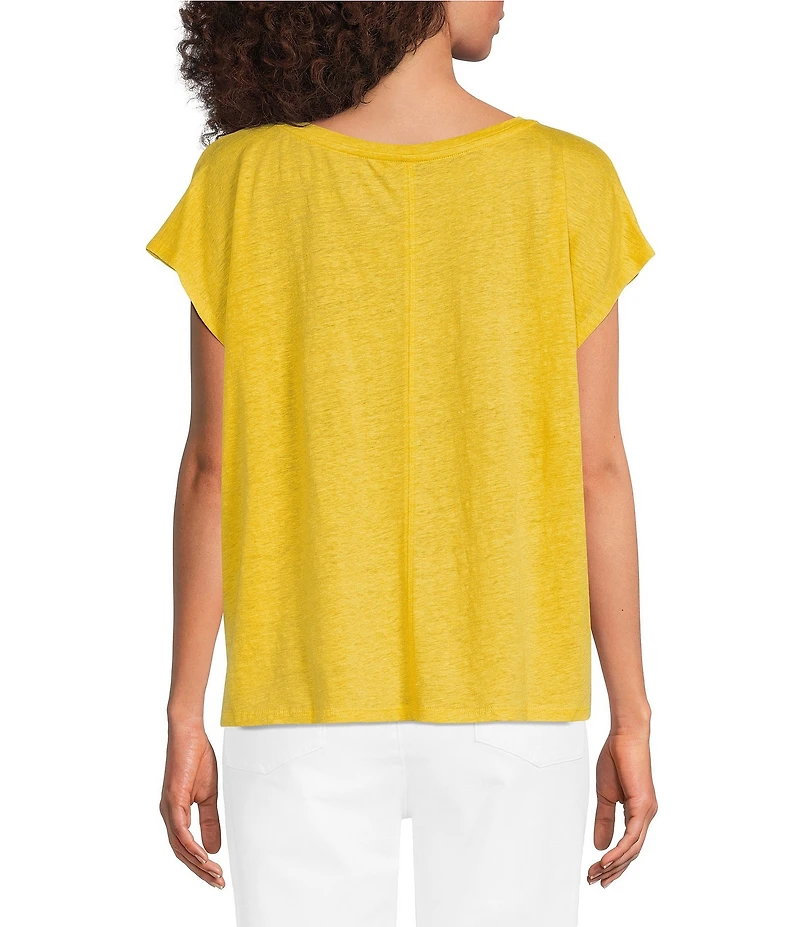 Eileen Fisher Organic Linen Jersey V-Neck Cap Sleeve Top
