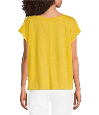 Eileen Fisher Organic Linen Jersey V-Neck Cap Sleeve Top