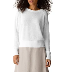 Eileen Fisher Organic Linen Knit Crew Neck Long Sleeve Sweater