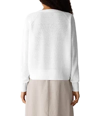 Eileen Fisher Organic Linen Knit Crew Neck Long Sleeve Sweater