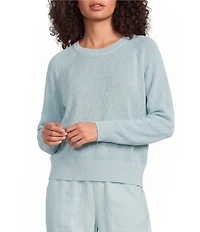 Eileen Fisher Organic Linen Knit Crew Neck Long Sleeve Sweater