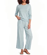 Eileen Fisher Organic Linen Knit Crew Neck Long Sleeve Sweater