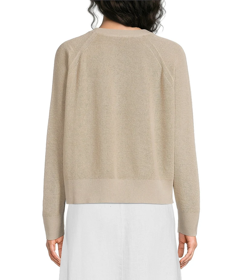 Eileen Fisher Organic Linen Knit Crew Neck Long Sleeve Sweater