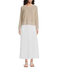 Eileen Fisher Organic Linen Knit Crew Neck Long Sleeve Sweater