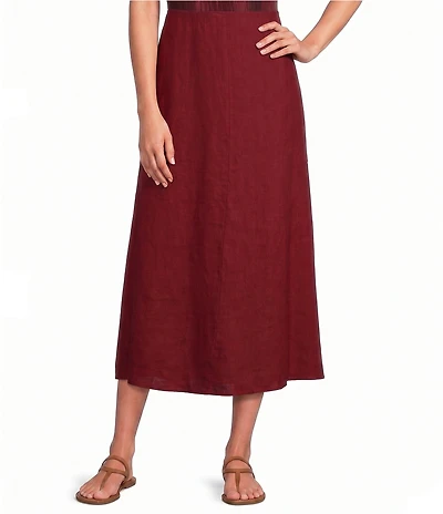 Eileen Fisher Organic Linen Midi A-Line Full Skirt