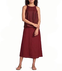 Eileen Fisher Organic Linen Midi A-Line Full Skirt