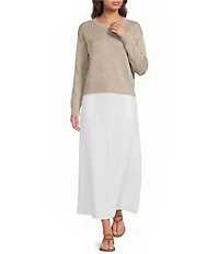 Eileen Fisher Organic Linen Midi A-Line Full Skirt