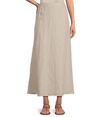 Eileen Fisher Organic Linen Midi A-Line Full Skirt