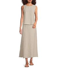 Eileen Fisher Organic Linen Midi A-Line Full Skirt