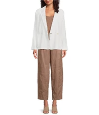 Eileen Fisher Organic Linen Notch Lapel Long Sleeve Double Breasted Blazer