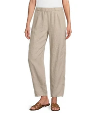 Eileen Fisher Organic Linen Pleated Lantern Straight Leg Ankle Pants