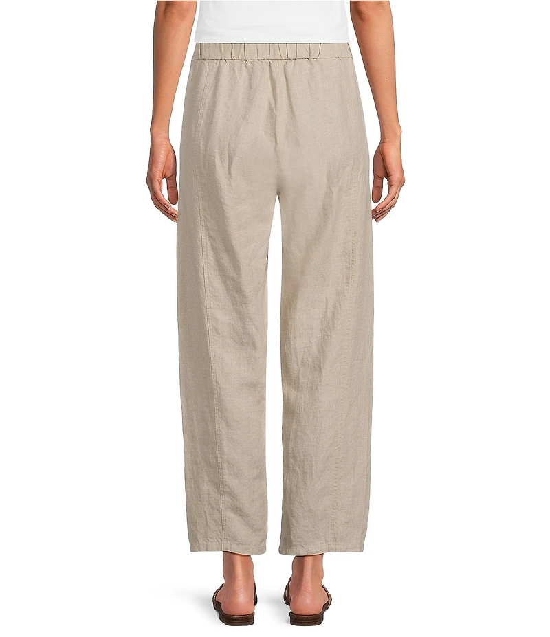 Eileen Fisher Organic Linen Pleated Lantern Straight Leg Ankle Pants
